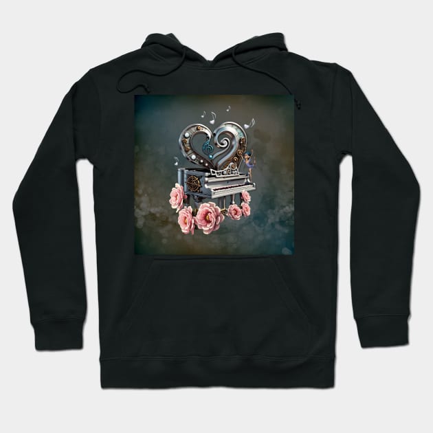 Steampunk piano with heart Hoodie by Nicky2342